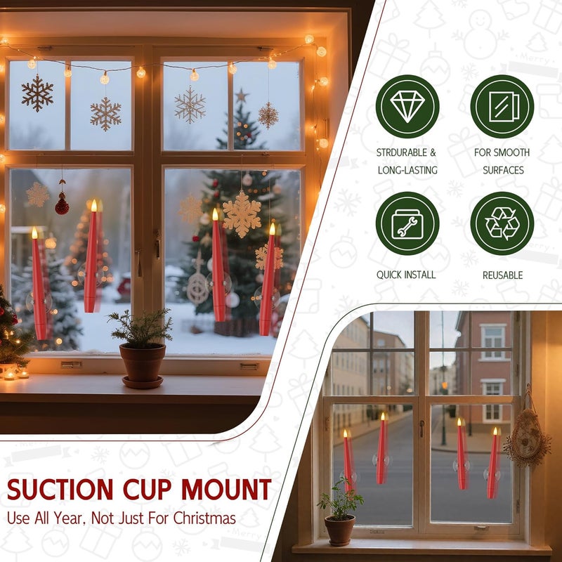 AFINETH Christmas Tree Candles with Remote, Red Battery Operated Christmas Candles, LED Candlesticks for Xmas Tree Decoration - Image 5